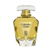 A light golden perfume bottle by Savia Exclusive with white background