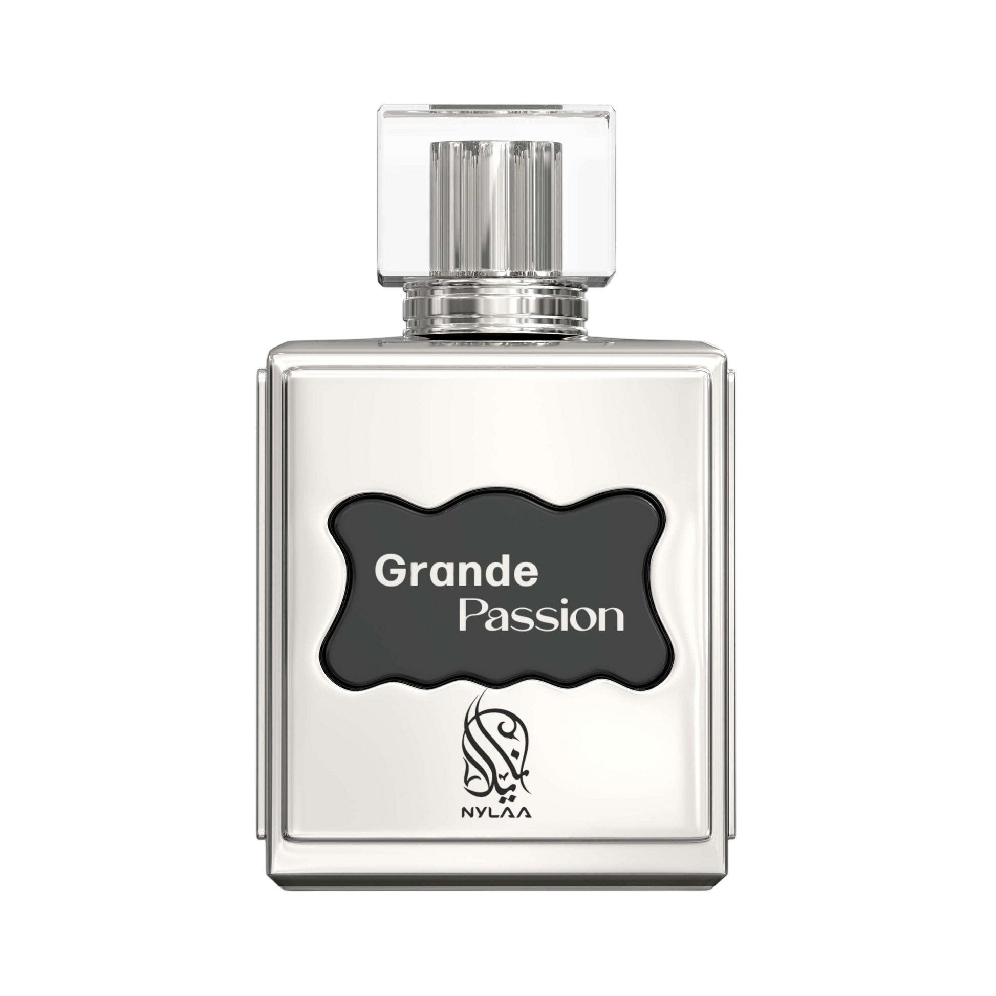 A transparent light gray perfume bottle by Savia Exclusive with white background