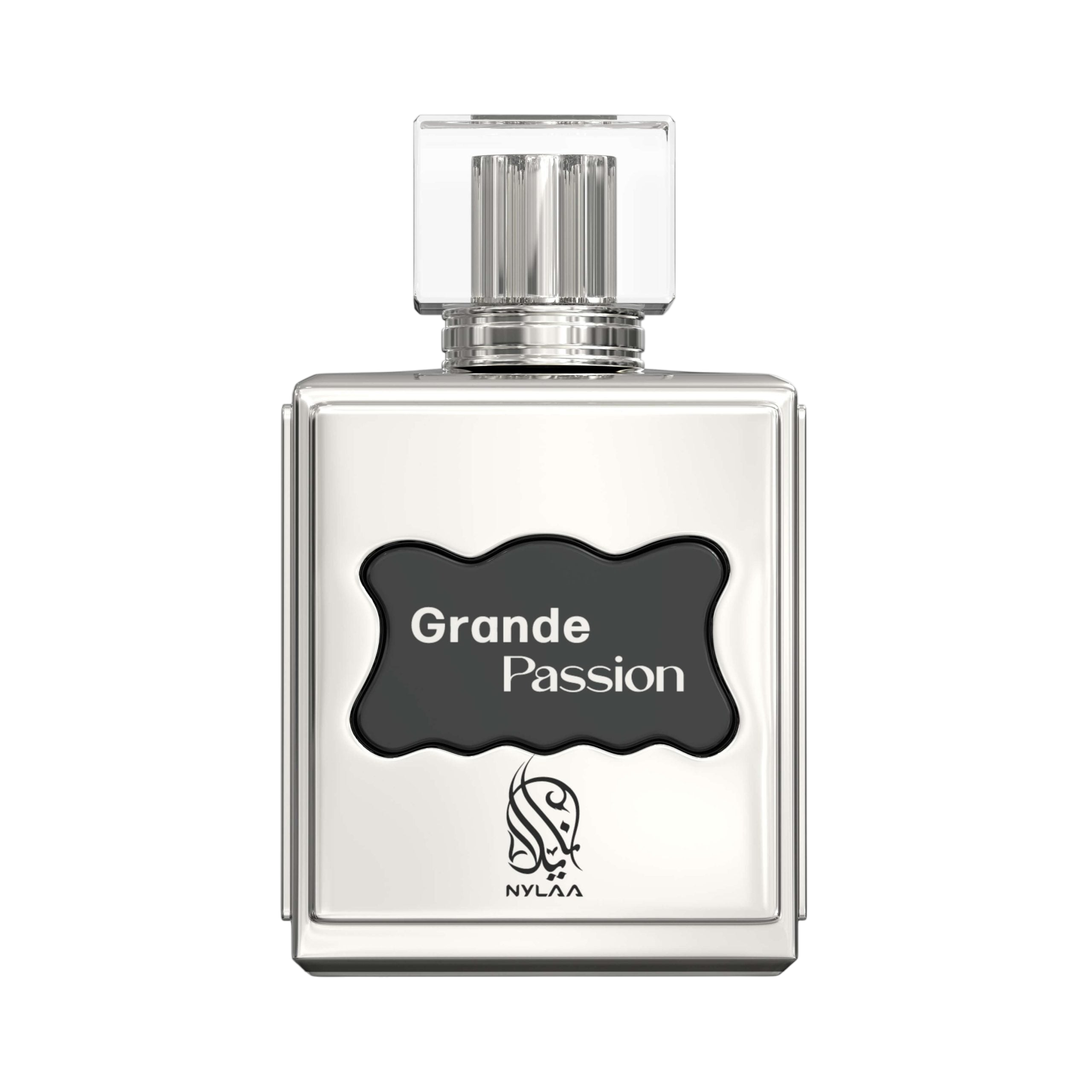 A transparent light gray perfume bottle by Savia Exclusive with white background