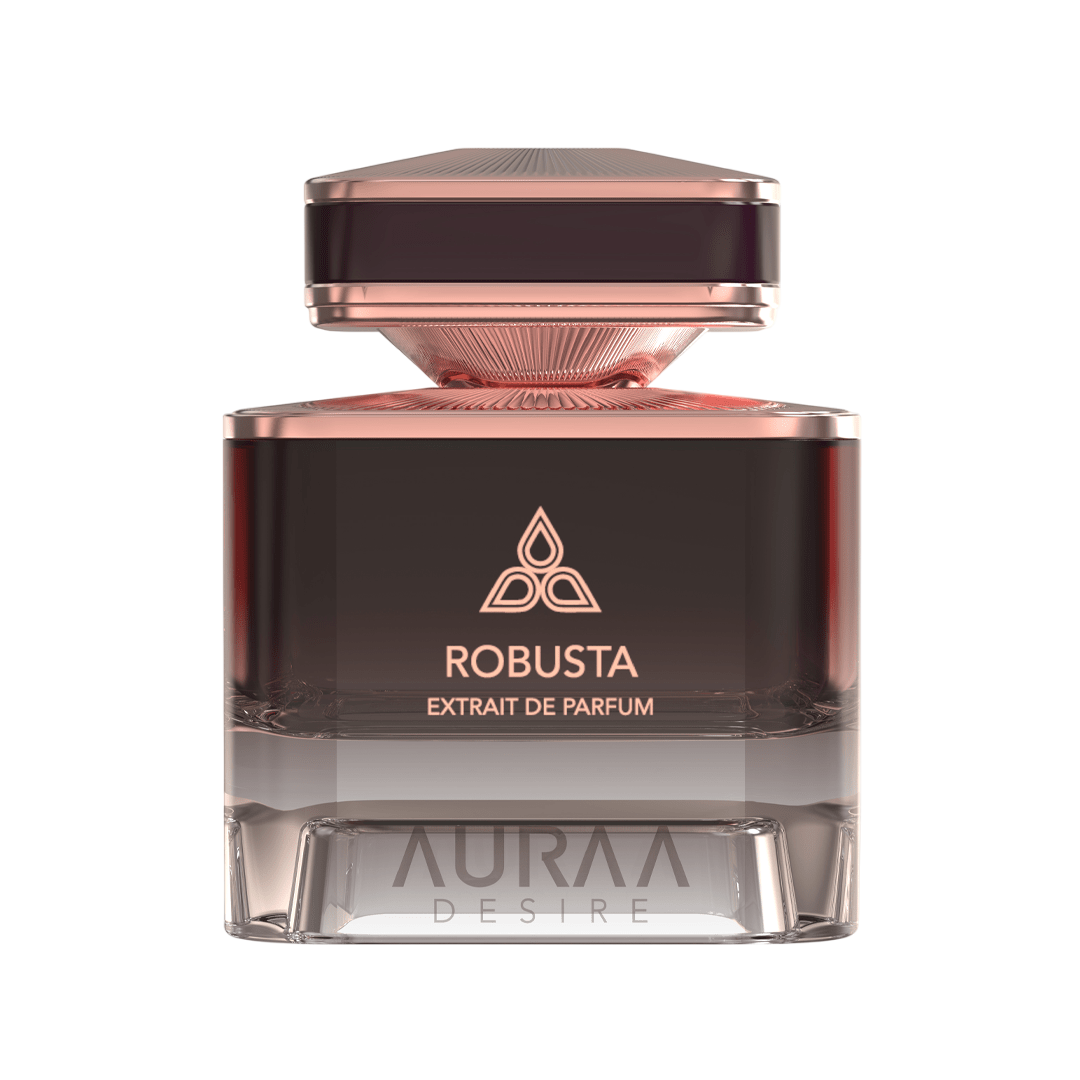 A maroon & golden perfume bottle by Savia Exclusive with white background