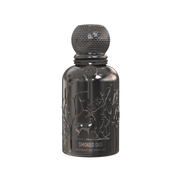 A black perfume bottle by Savia Exclusive with white background