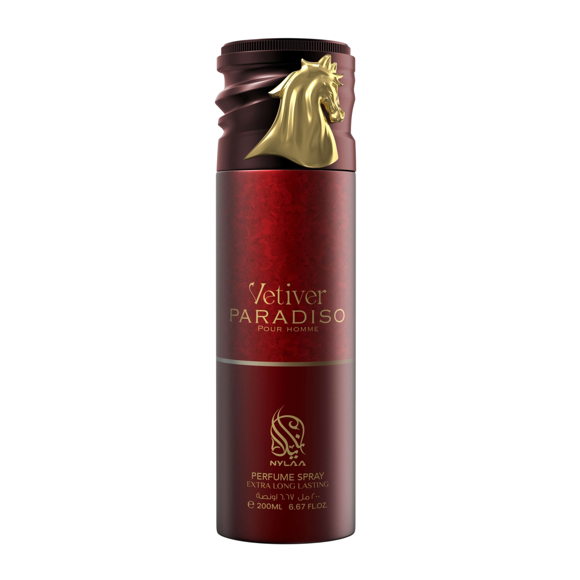 A red body spray bottle with a white background by Savia Exclusive
