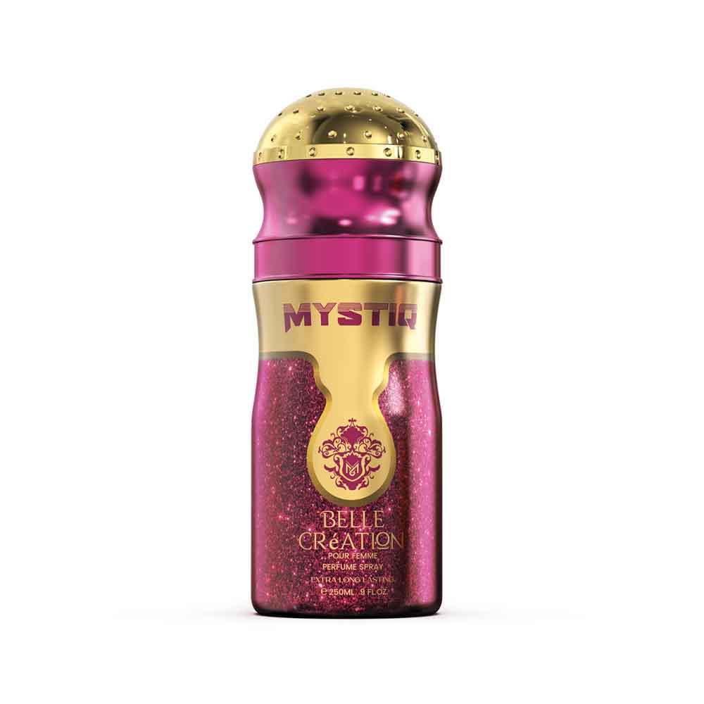 A pink perfume body spray from Mystiq by Savia Exclusive