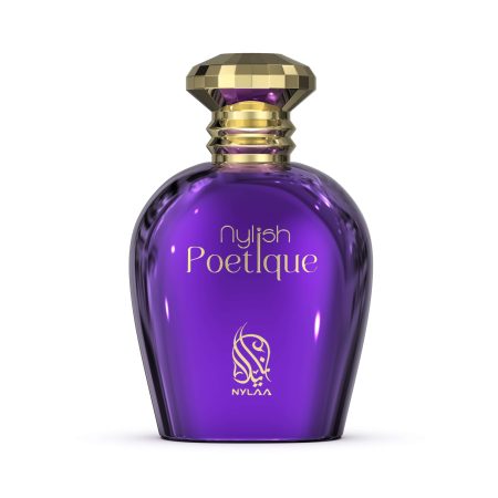 A purple perfume bottle by Savia Exclusive with white background