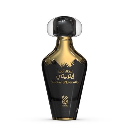 A black & golden perfume bottle from Nylaa by Savia Exclusive