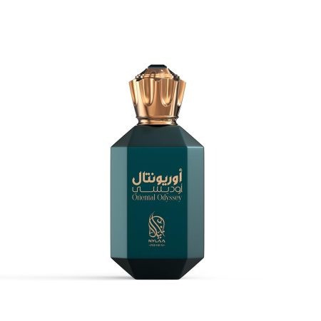 A bluish green perfume bottle from Nylaa by Savia Exclusive