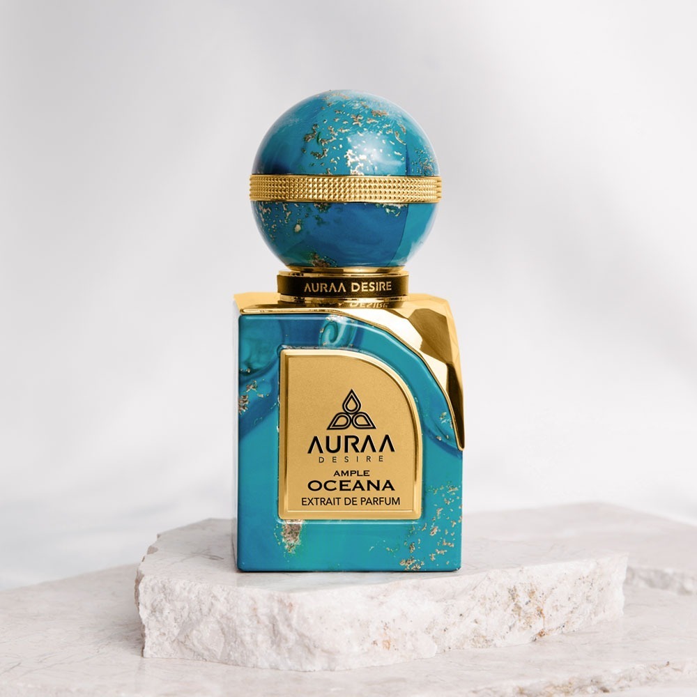 An ocean inspired perfume bottle from Auraa Desire by Savia Exclusive