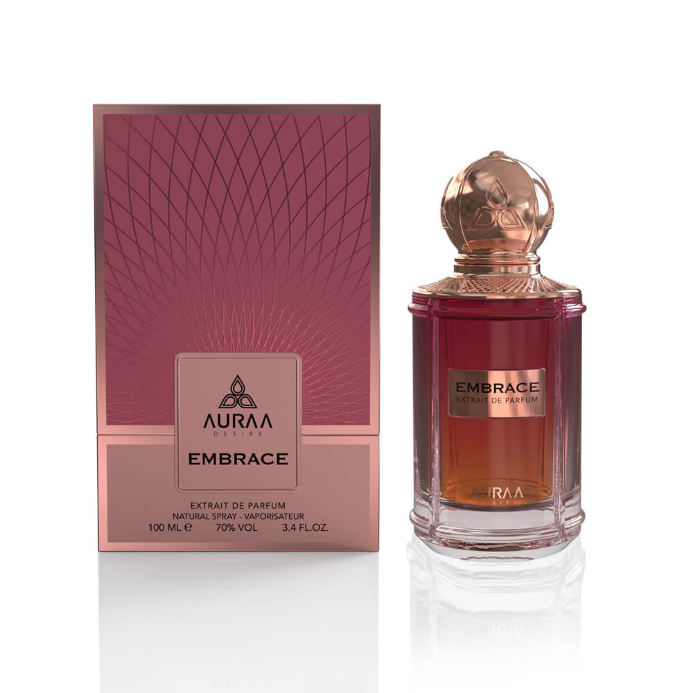 A brown perfume bottle with box from Auraa Desire by Savia Exclusive