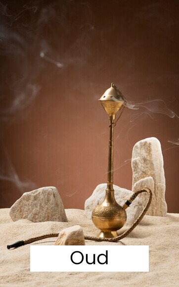 Oud with rocks with brown background, perfume by Savia Exclusive